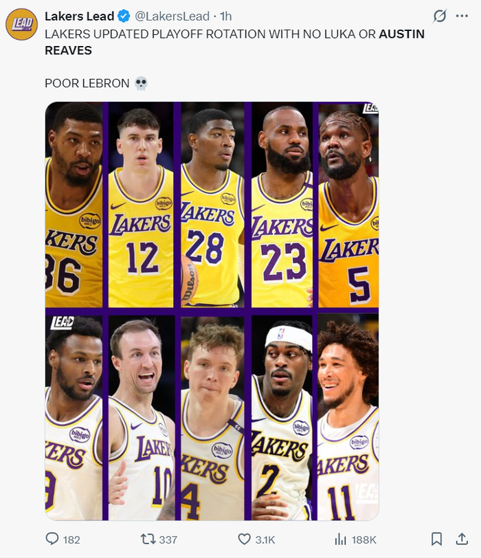 湖人后卫里夫斯腹斜肌二级拉伤将缺席4-6周 雷迪